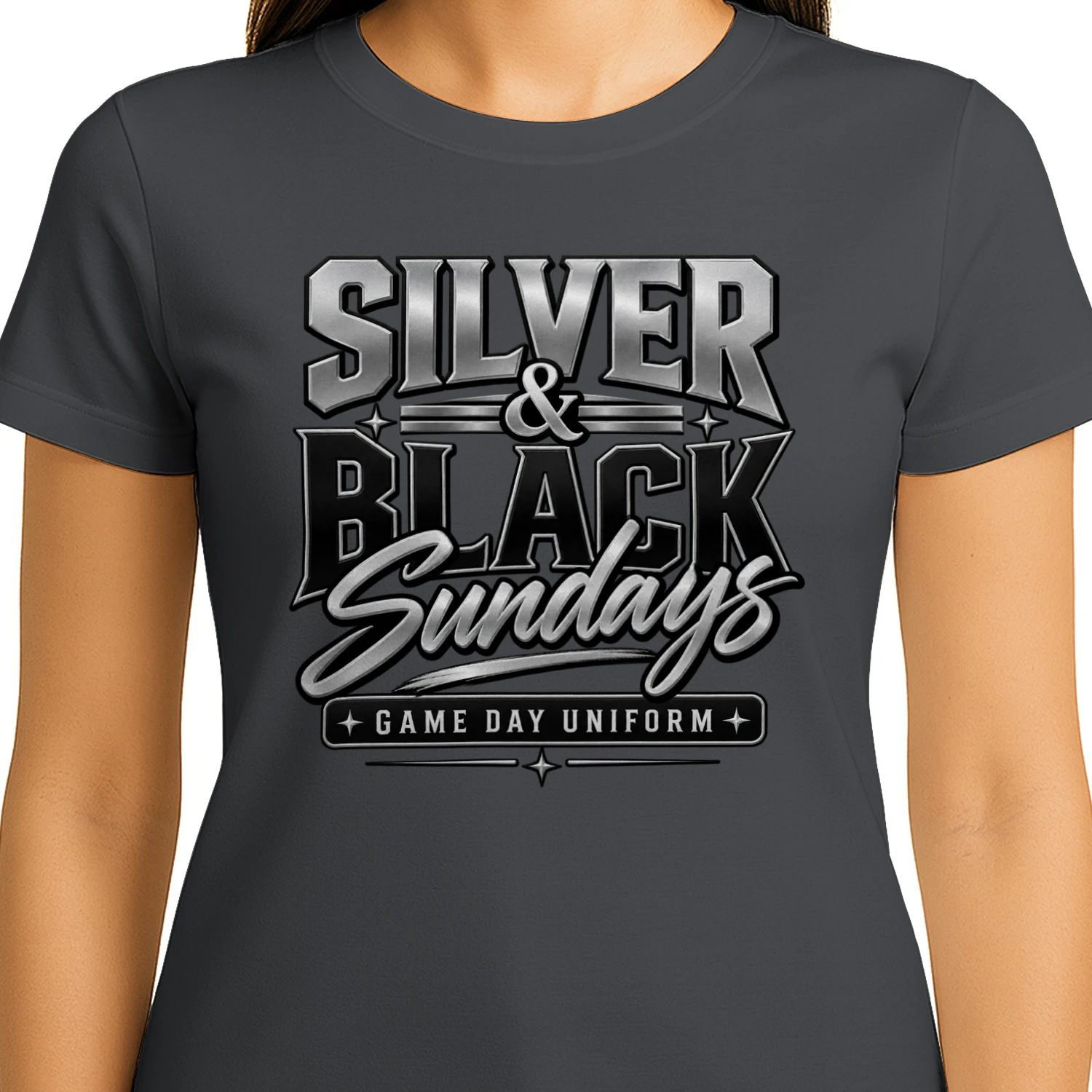 Silver & Black Game Day Shirt | Sundays Uniform Football Fan Gift