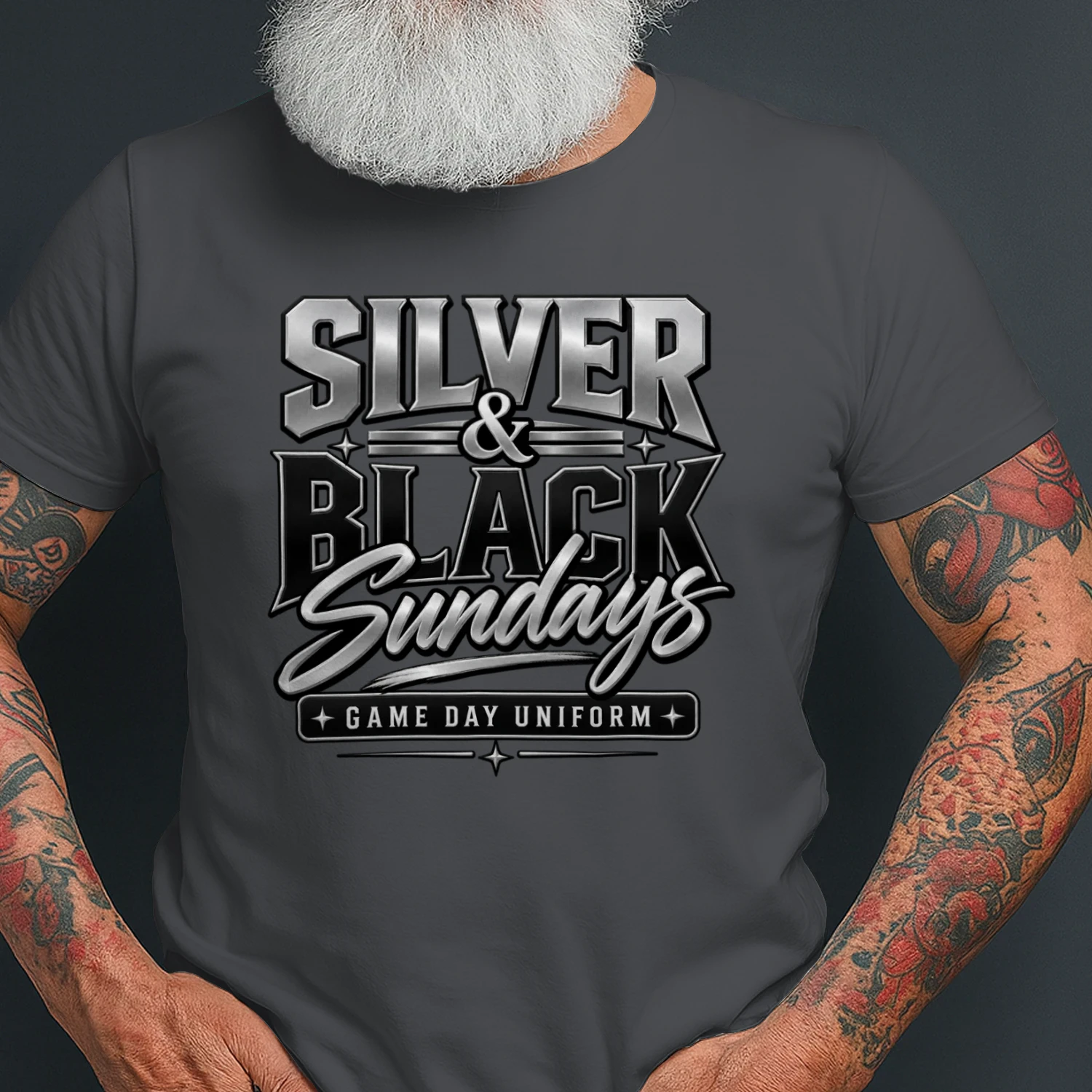 Silver & Black Game Day Shirt | Sundays Uniform Football Fan Gift