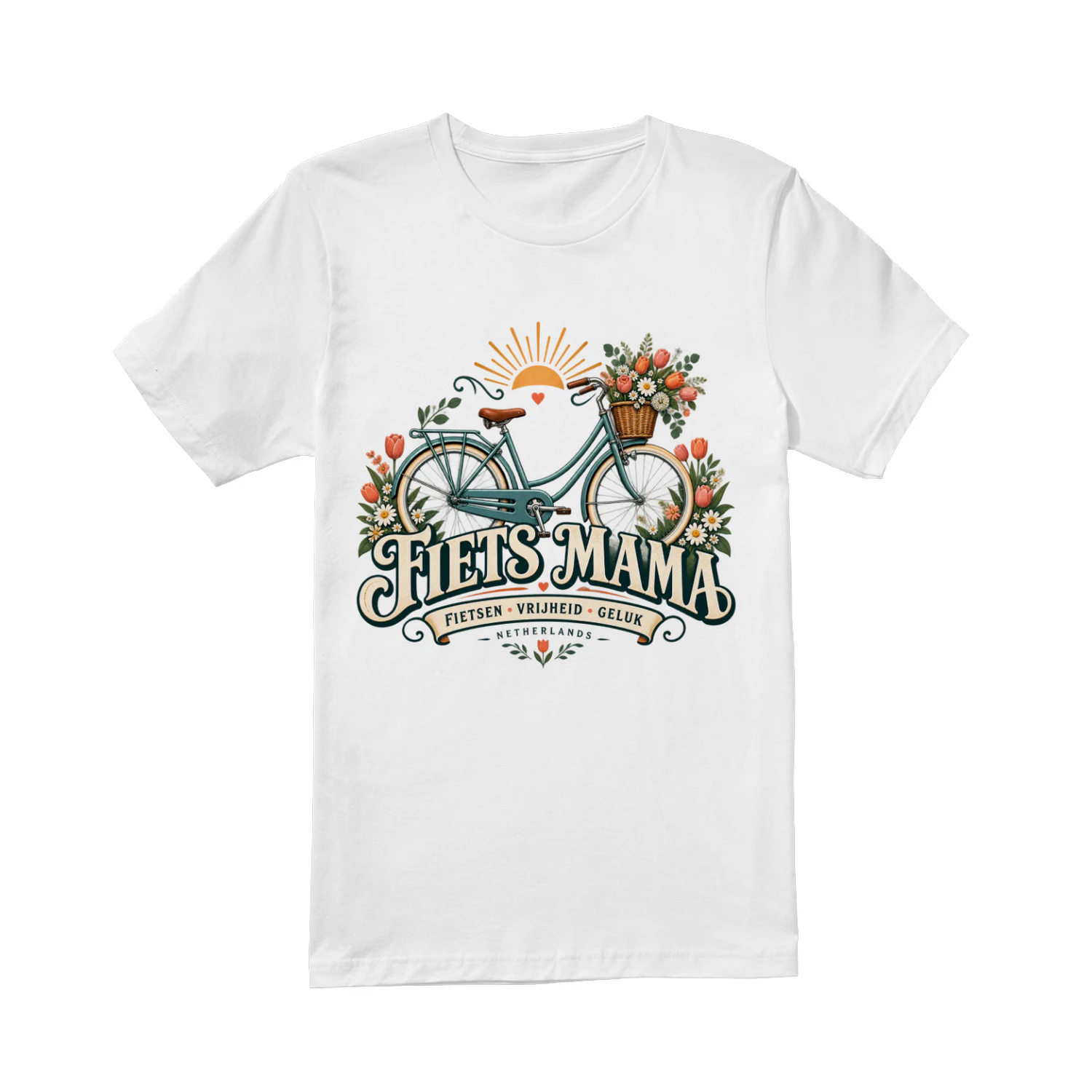 Fiets Mama T-Shirt | Dutch Cycling Mom Gift | Fietsen Vrijheid Geluk