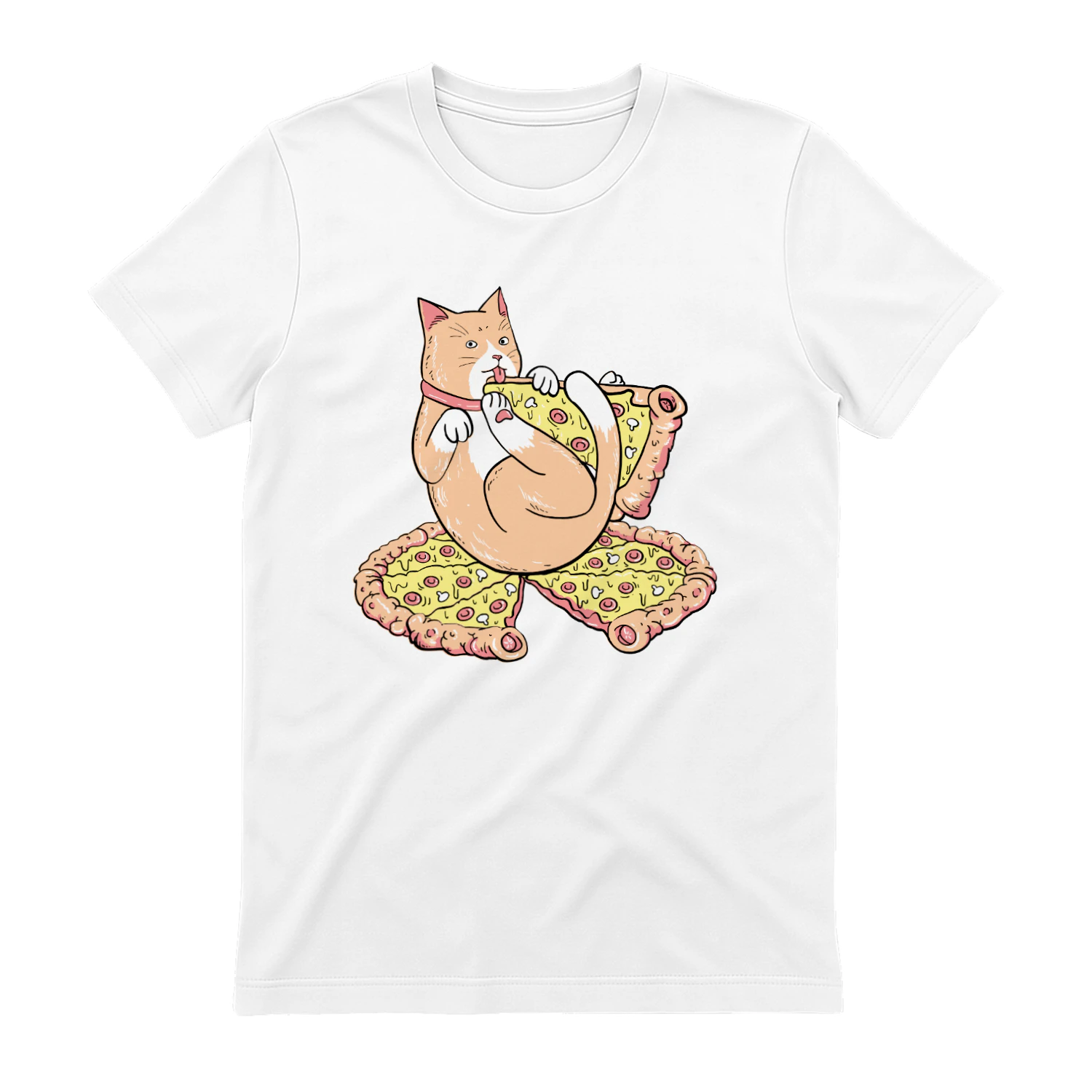 Cute Cat Eating Pizza