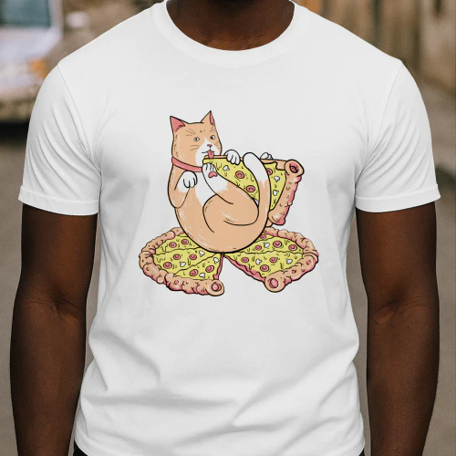 Cute Cat Eating Pizza