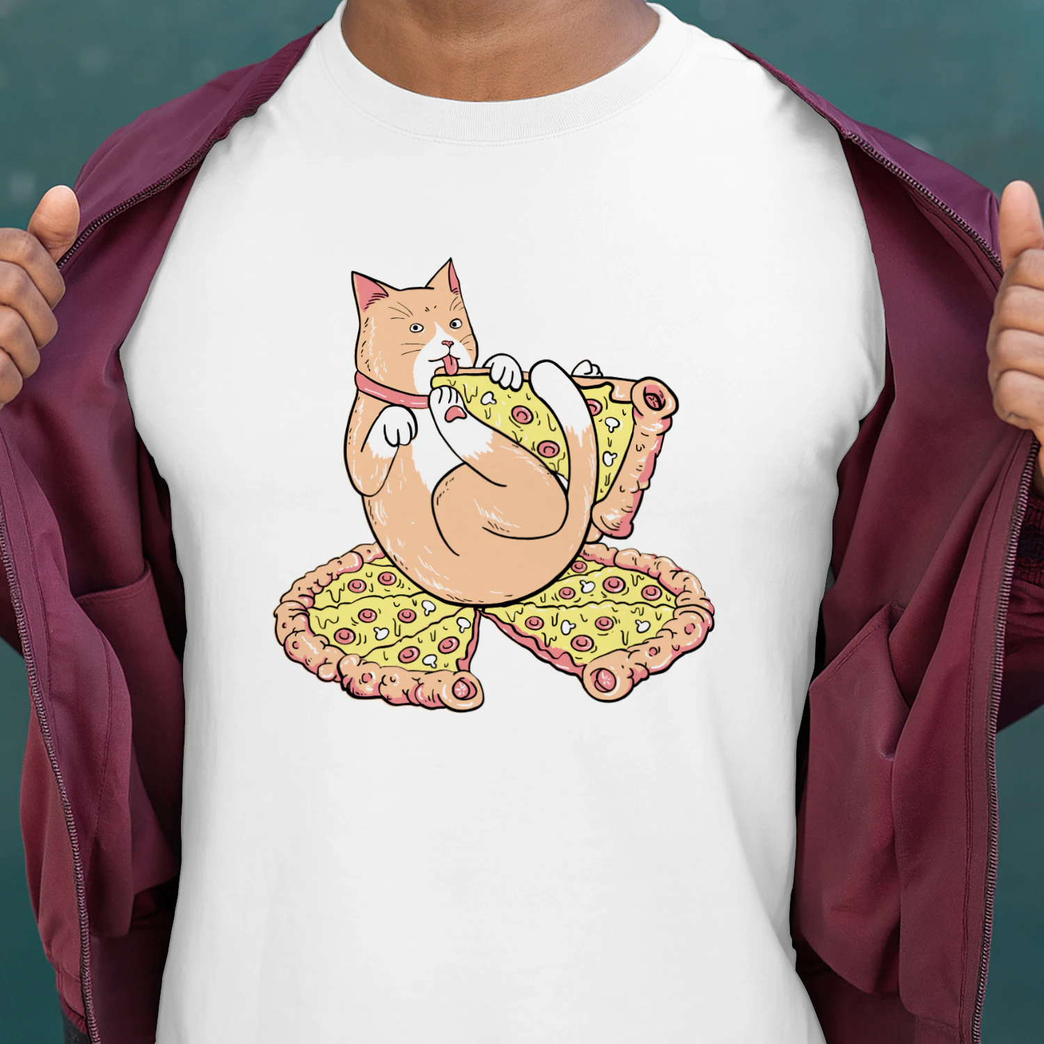 Cute Cat Eating Pizza