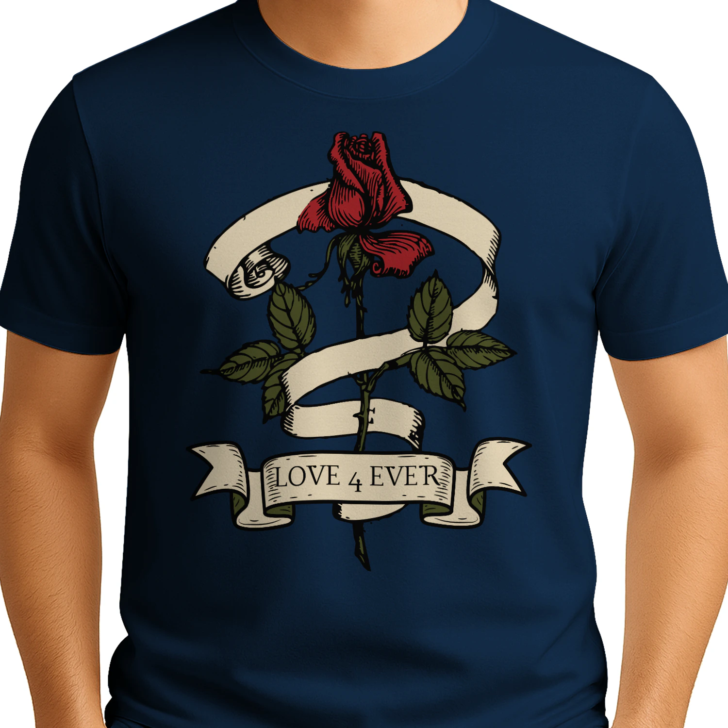 Love 4 Ever Rose Old School Tattoo