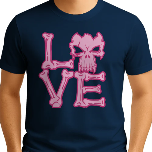 Love Skull and Bones Pink Goth Valentine