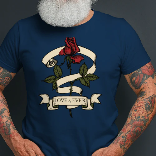 Love 4 Ever Rose Old School Tattoo
