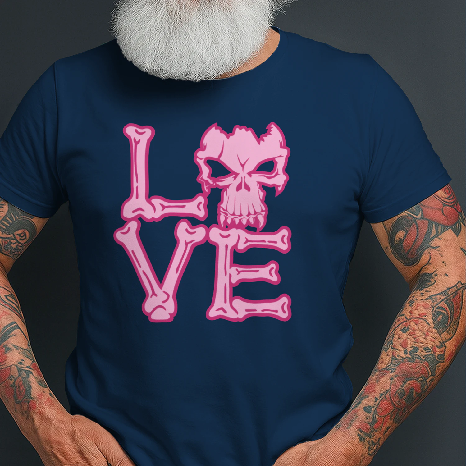 Love Skull and Bones Pink Goth Valentine