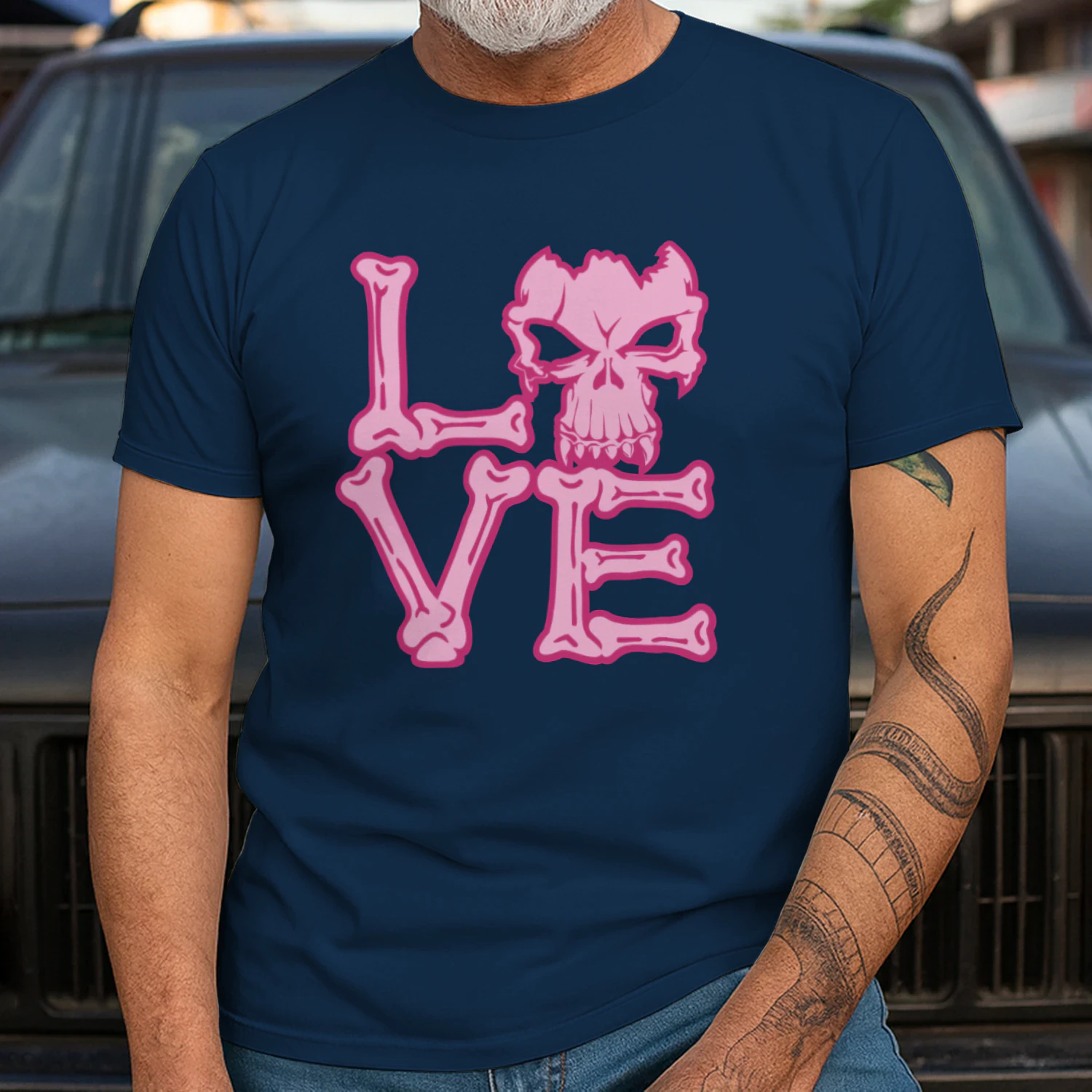 Love Skull and Bones Pink Goth Valentine