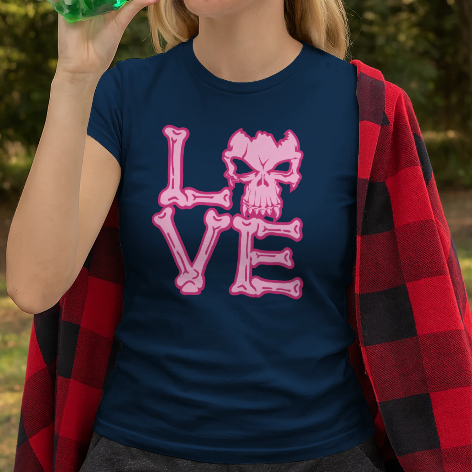 Love Skull and Bones Pink Goth Valentine