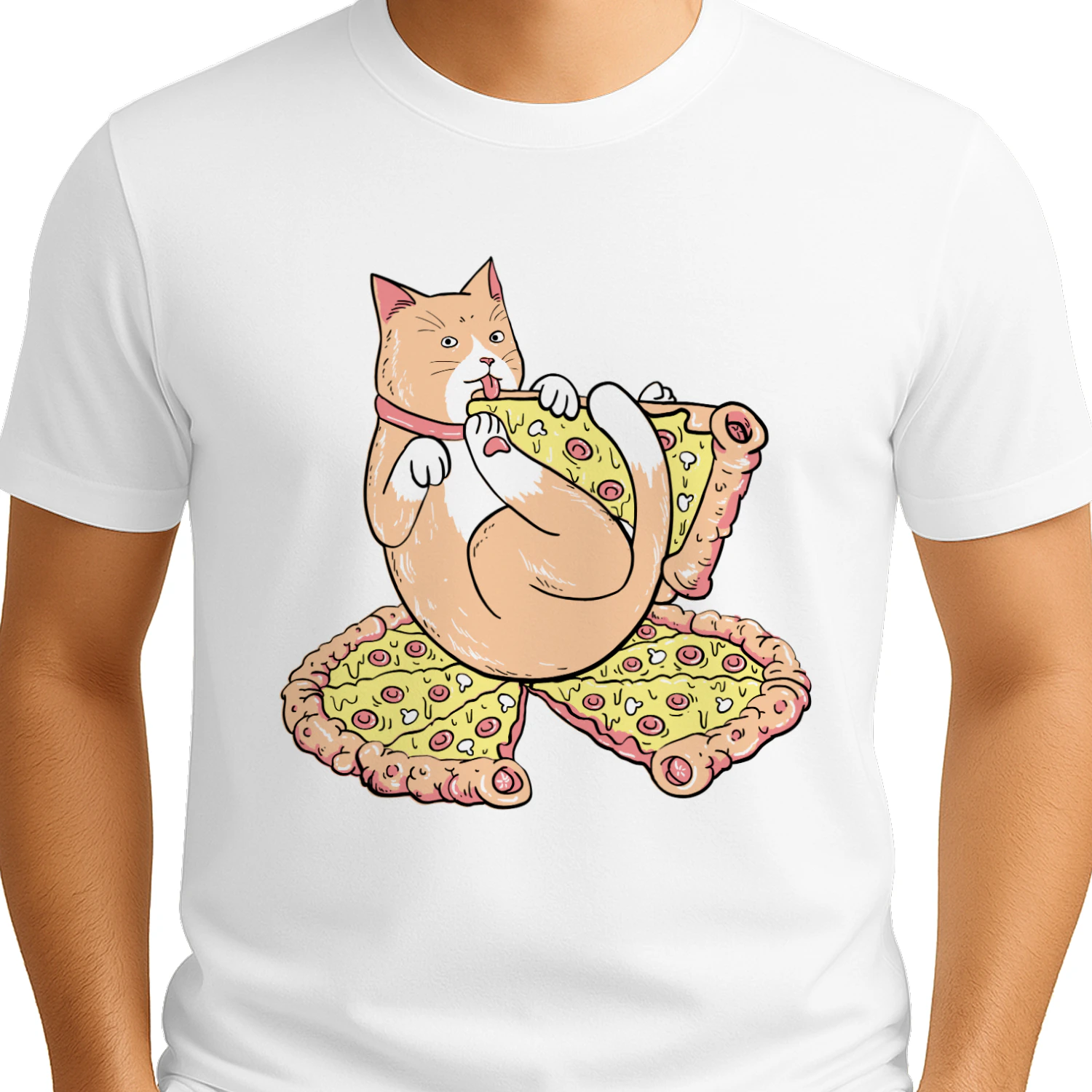 Cute Cat Eating Pizza