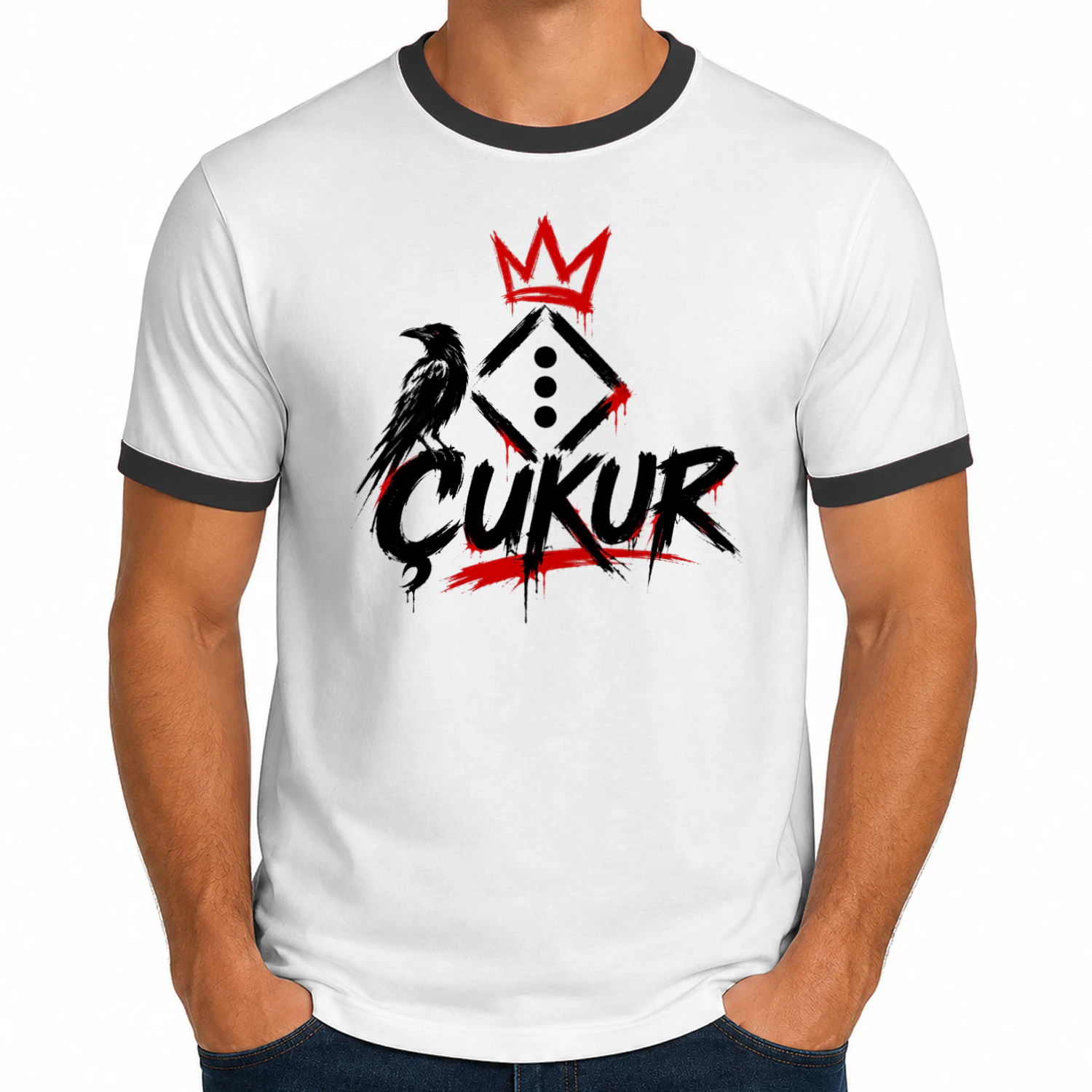  ÇUKUR Black & Red Streetwear T-Shirt