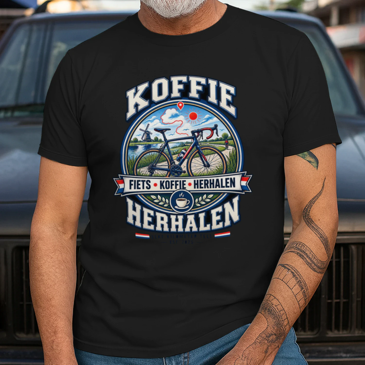 Vintage Cycling Coffee T-Shirt – Ride More Think Less – Bicycle Lover Gift