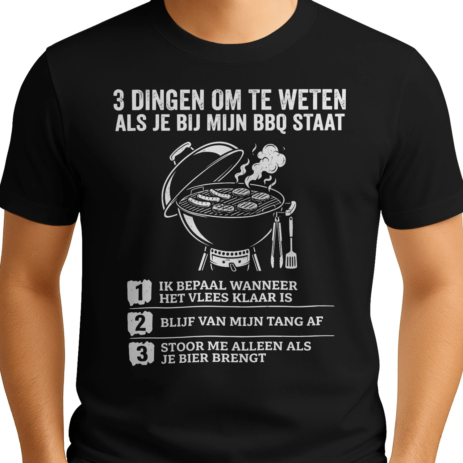 3 Dingen Om Te Weten Als Je Bij Mijn BBQ Staat Grappig BBQ T-Shirt Voor Grillmaster En Bierliefhebbers