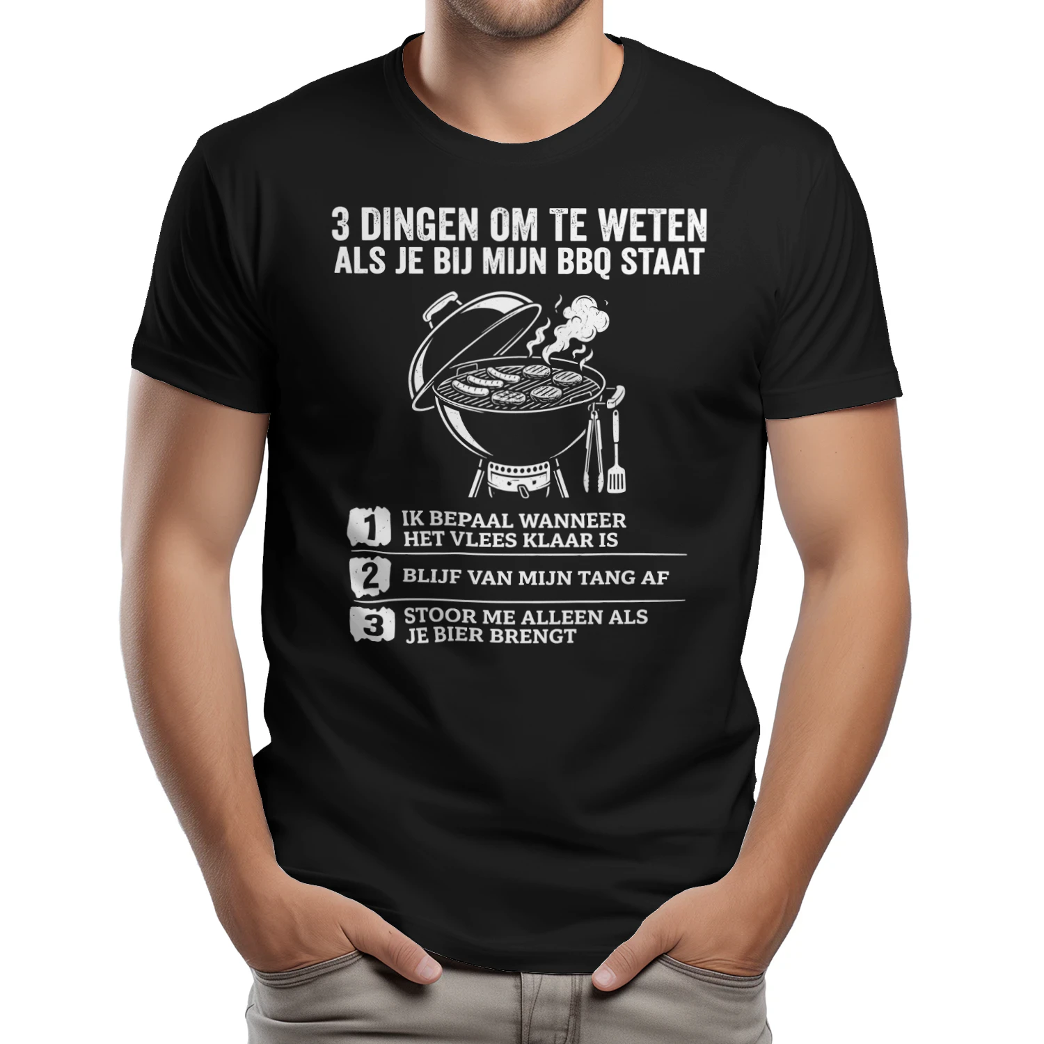 3 Dingen Om Te Weten Als Je Bij Mijn BBQ Staat Grappig BBQ T-Shirt Voor Grillmaster En Bierliefhebbers