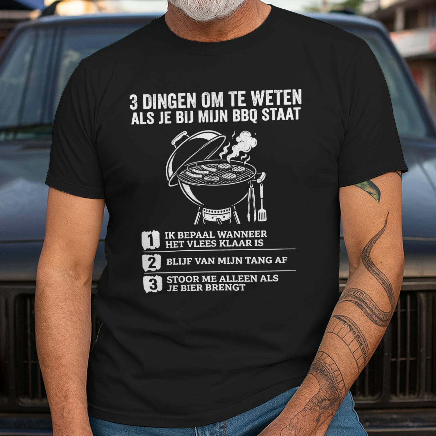 3 Dingen Om Te Weten Als Je Bij Mijn BBQ Staat Grappig BBQ T-Shirt Voor Grillmaster En Bierliefhebbers