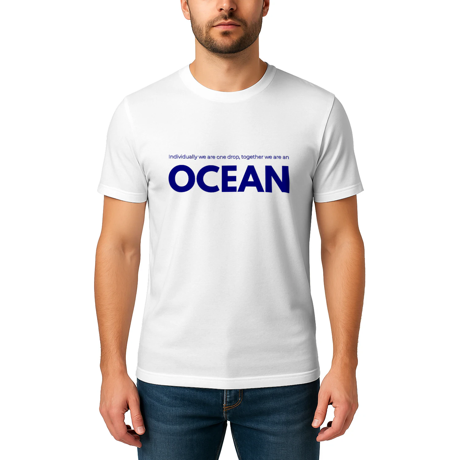 "Together We Are An Ocean" Minimalist Motivational Environmental Typography Classic Unisex T-shirt