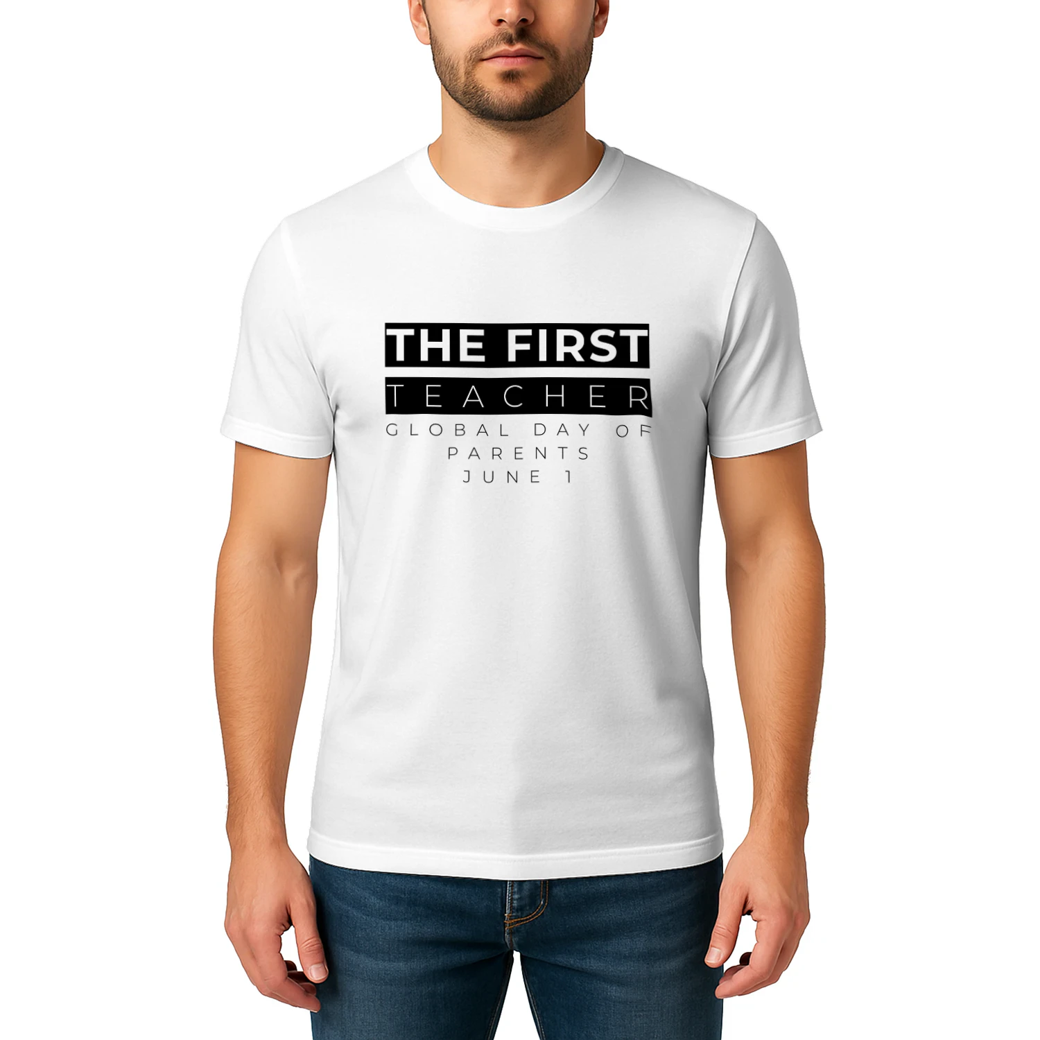 The First Teacher Typography Design for Global Day of Parents Classic Unisex T-shirt