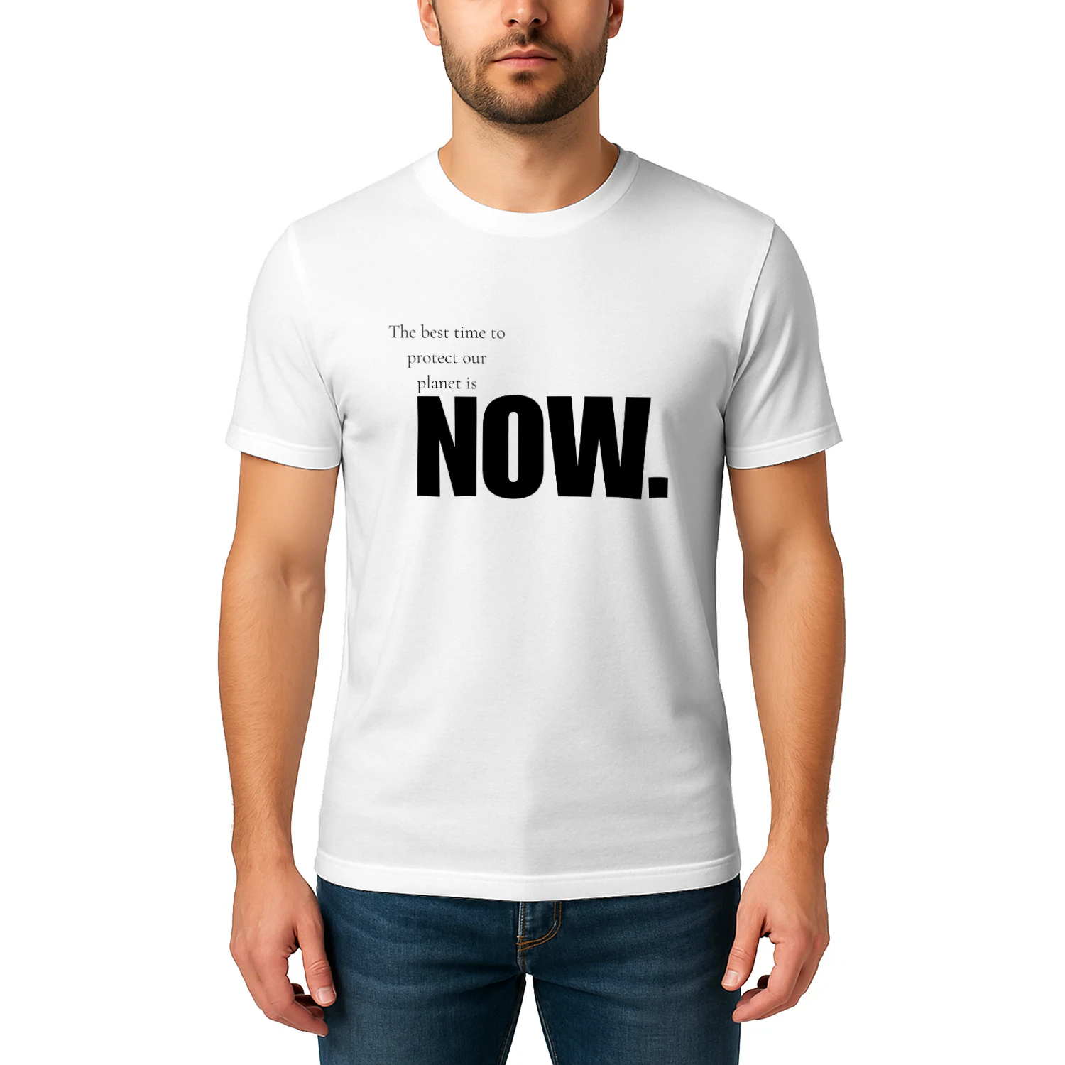 "The Time Is NOW" Bold Climate Action & Earth Day Typography Quote Classic Unisex T-shirt