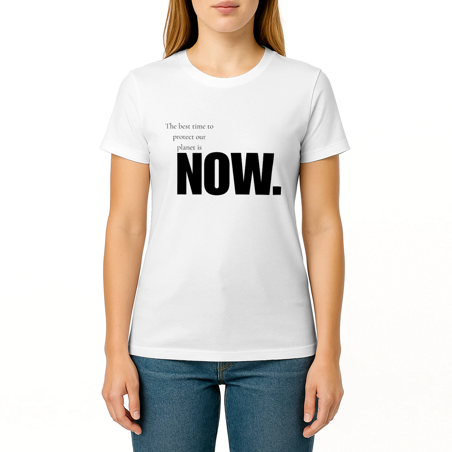 "The Time Is NOW" Bold Climate Action & Earth Day Typography Quote Classic Unisex T-shirt