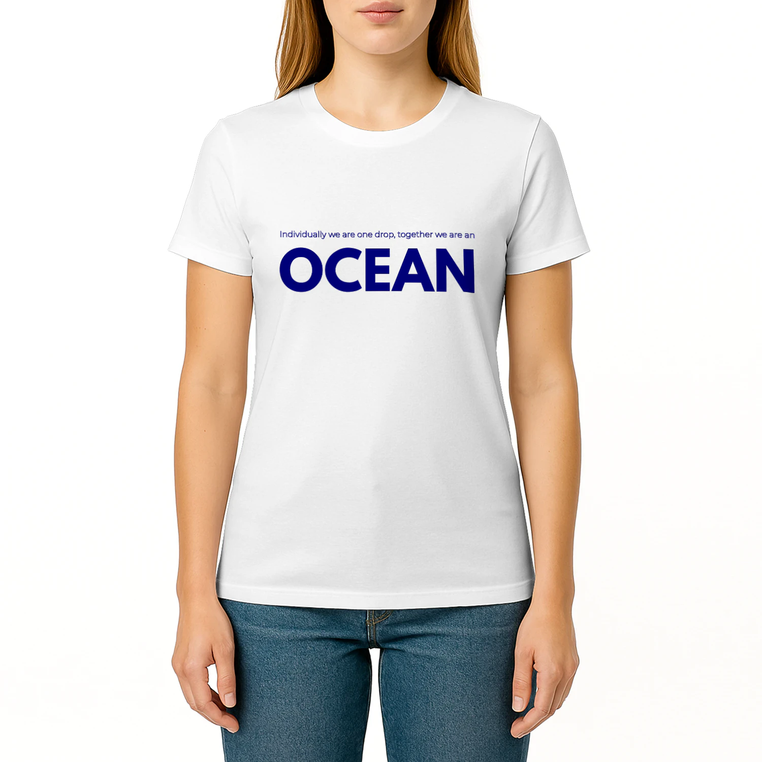 "Together We Are An Ocean" Minimalist Motivational Environmental Typography Classic Unisex T-shirt