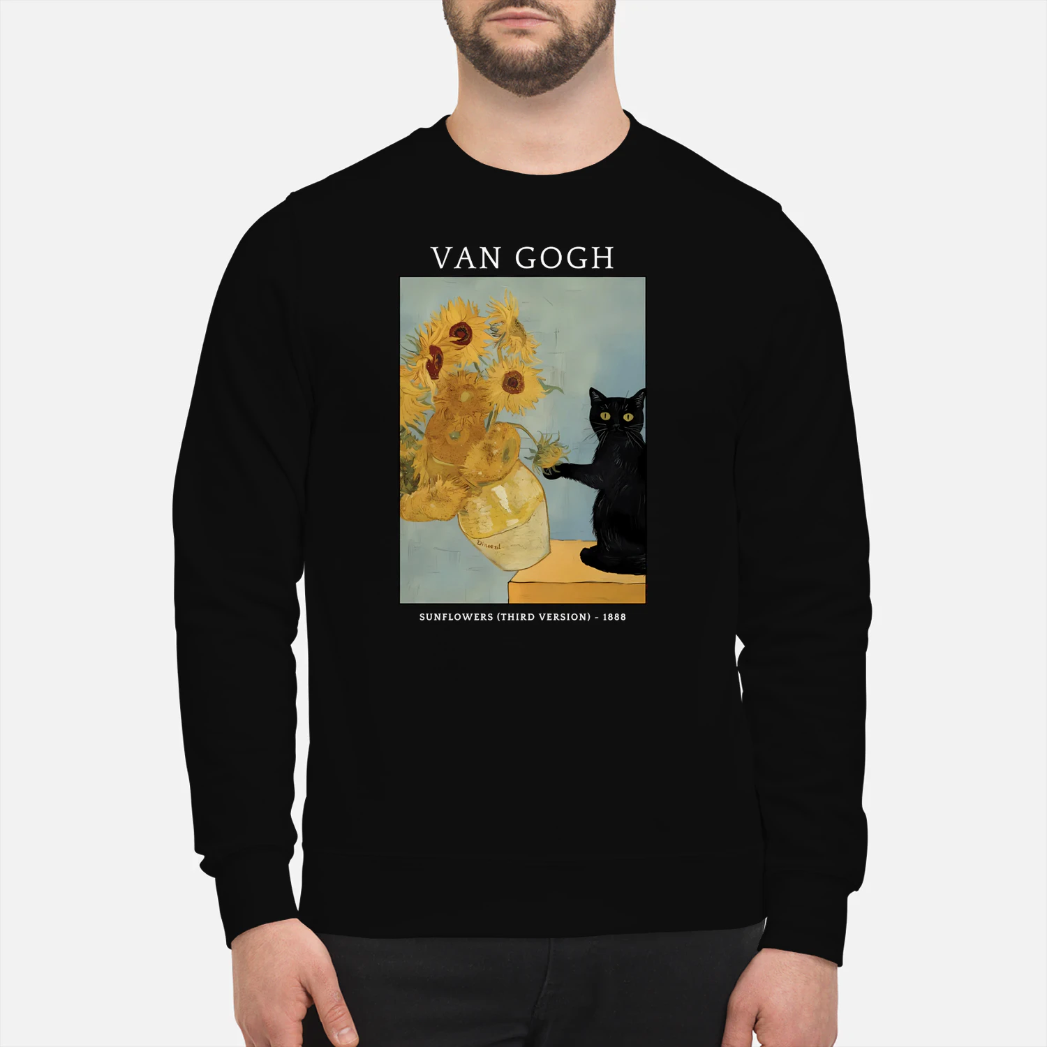Funny Van Gogh Sunflowers Cat Meme Van Gogh Art Sweatshirt