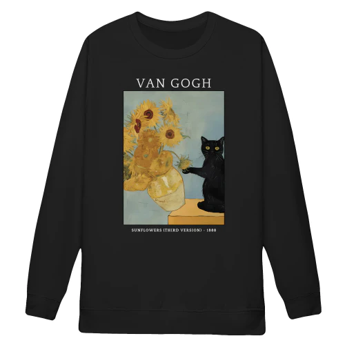 Funny Van Gogh Sunflowers Cat Meme Van Gogh Art Sweatshirt
