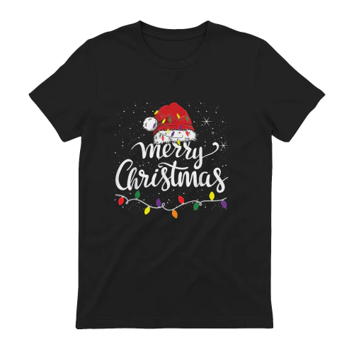 Merry Christmas Lights Red Santa Hat Xmas Family Men Women T-Shirt