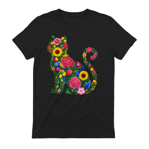 Wildflower Cat T-Shirt, Nature Lover Shirt, Cat Lover Gift, Floral Cat Shirt, Animal Lover Gift
