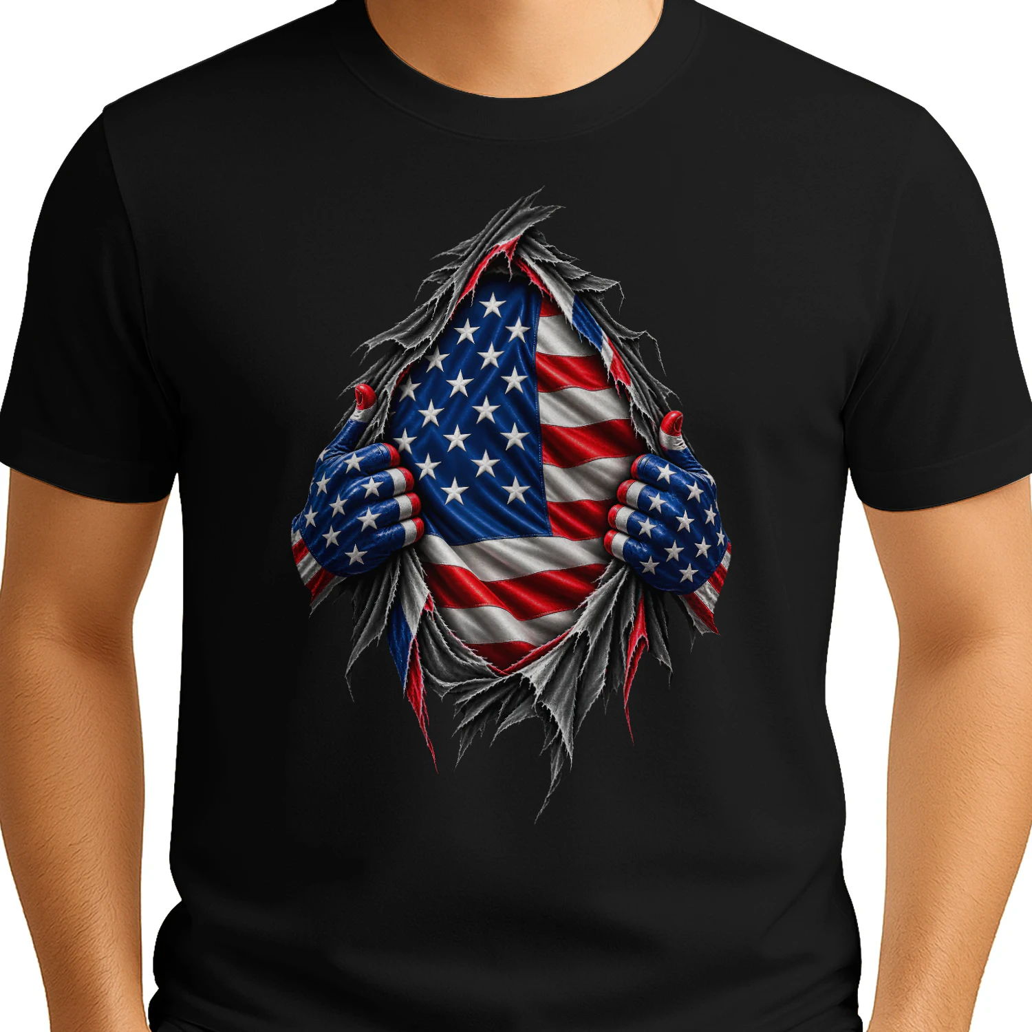 American Pride Ripped Flag T-Shirt – USA Freedom Design