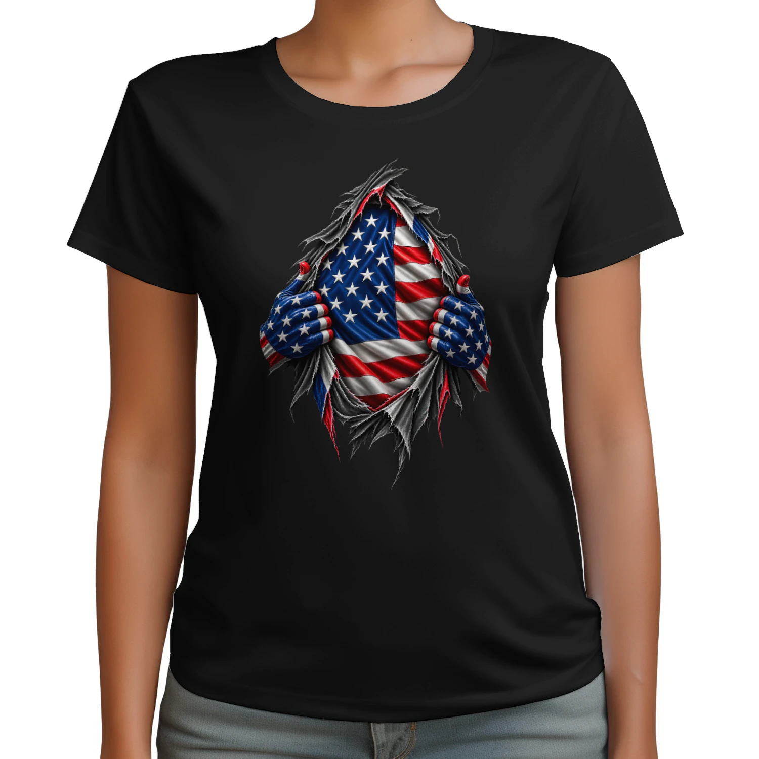 American Pride Ripped Flag T-Shirt – USA Freedom Design