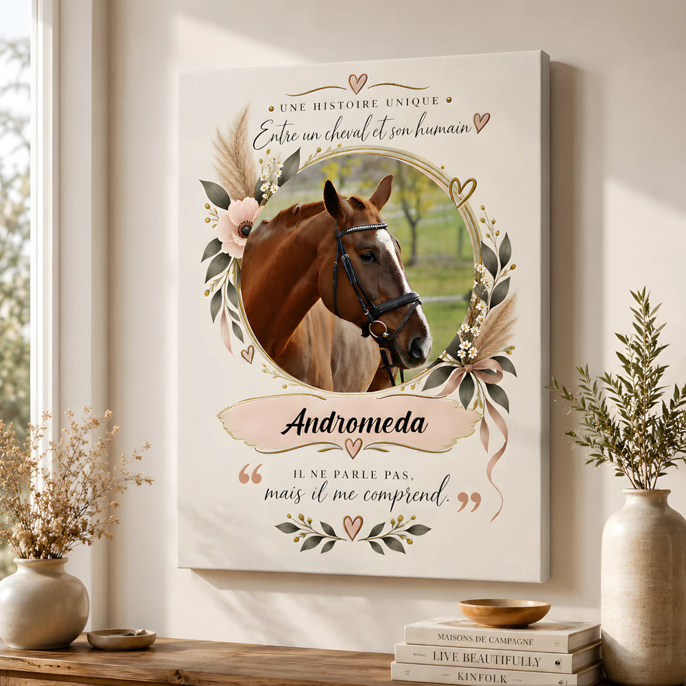 Affiche personnalisée "Une Histoire Unique" – Photo & prénom de votre cheval
