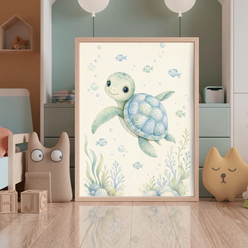 Aquarell-Meerestiere-Drucke, Ozean-Kinderzimmer-Wandkunst