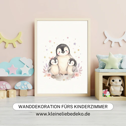 Pinguin-Kunstdrucke für die Dekoration eines Babyzimmers Mädchen