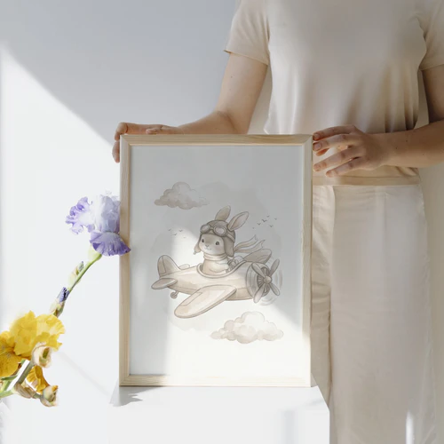 Wandbild Abenteuer-Häschen Wanddekoration für Jungen im Abenteuer-Stil