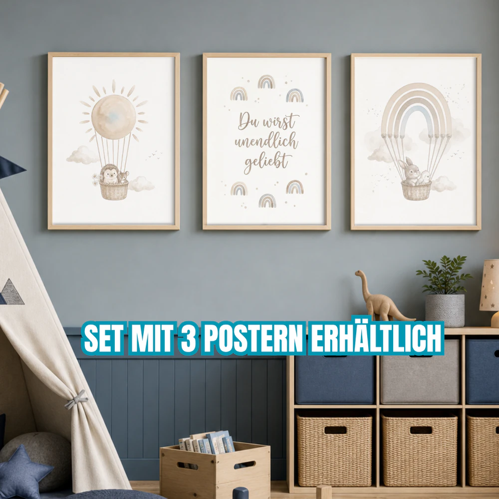 „Du wirst unendlich geliebt“ Poster | Boho Regenbogen Kinderzimmer