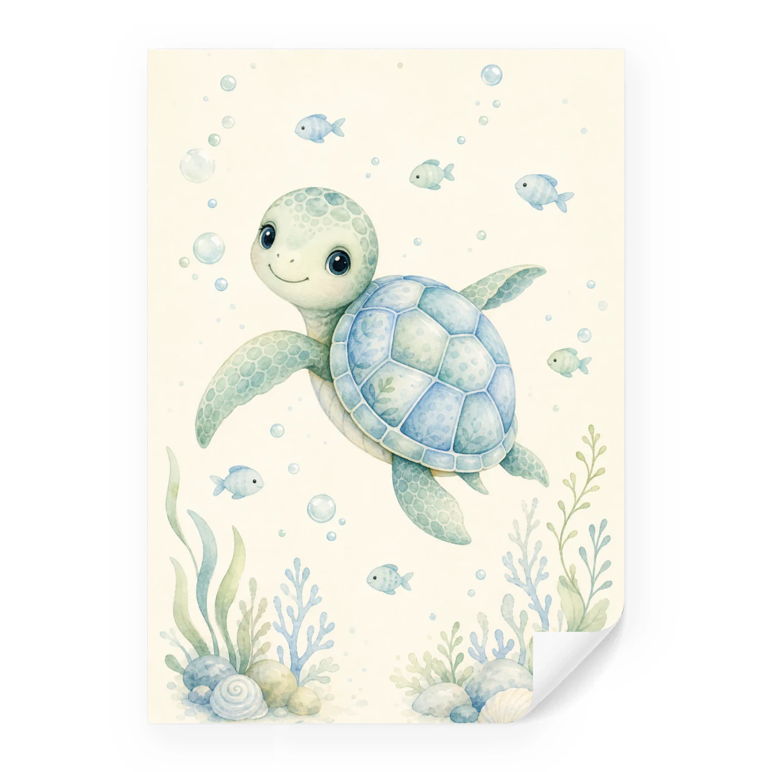 Meeresschildkröte Poster Jungenzimmer | Aquarell Ocean Babyzimmer Wanddeko