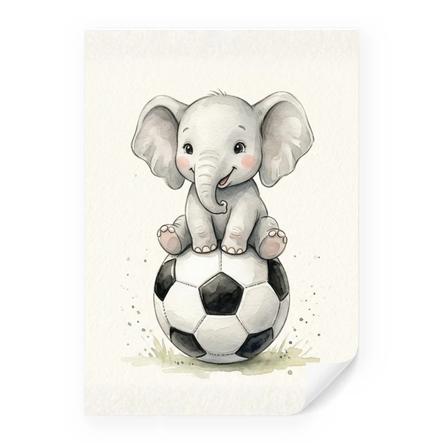 Safari Fußball Poster Jungenzimmer | Aquarell Tierposter Babyzimmer Deko