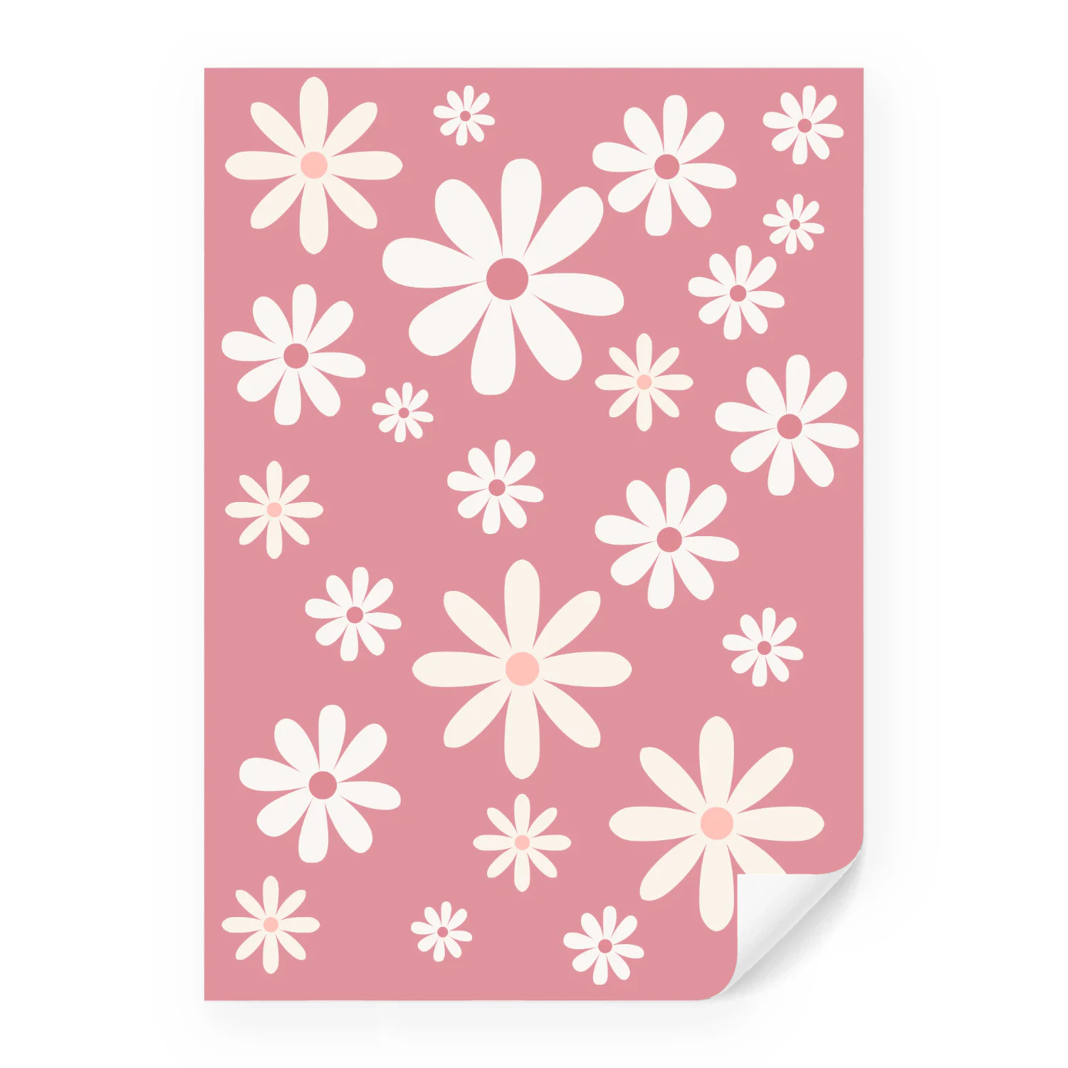 Pink Daisy Blumen Poster für Mädchen | Rosa Aquarell Kinderzimmer Deko
