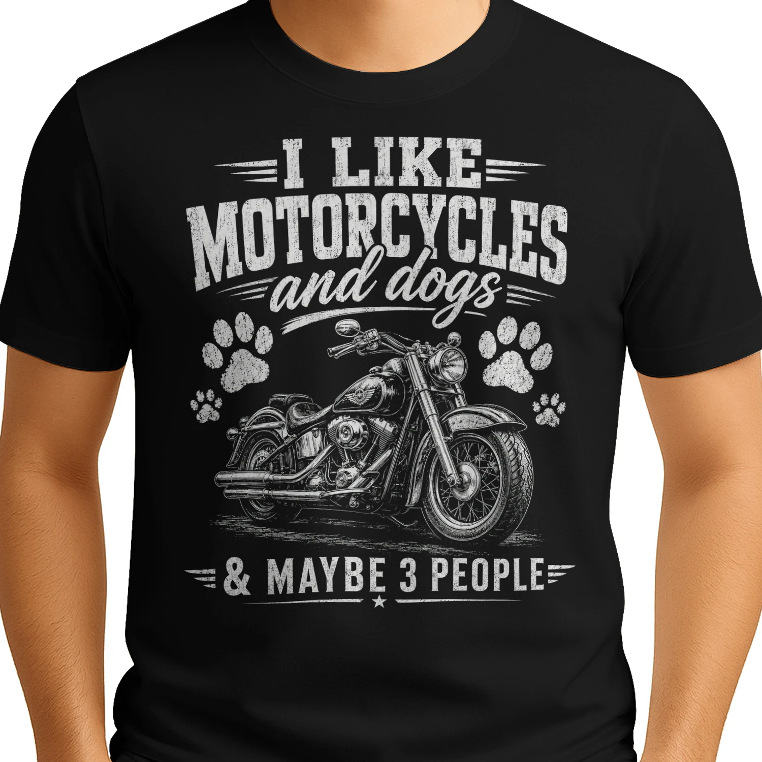 Funny Motorcycle Men's T-shirt– I Like Motorcycles And Maybe 3 People Biker Humor Tee
