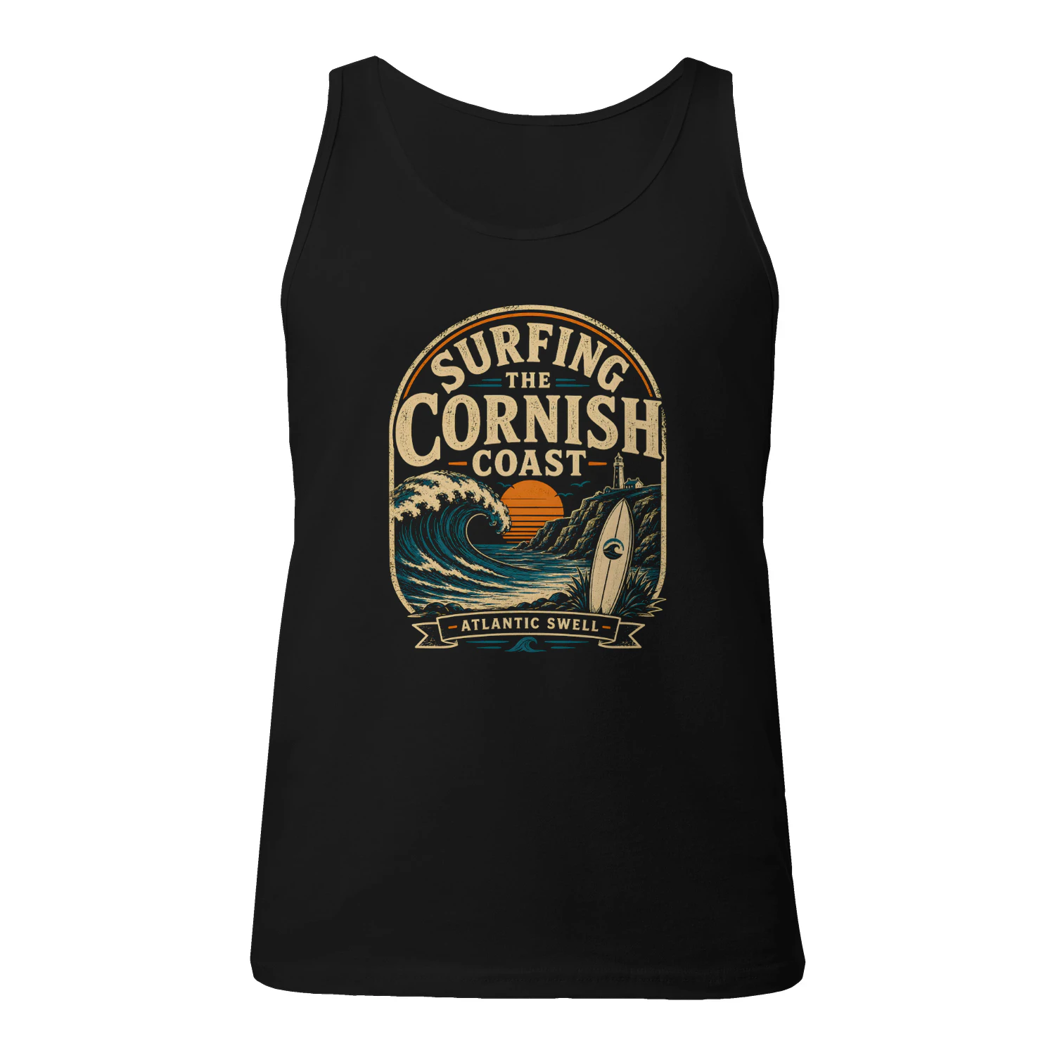 Surfing the Cornish Coast Vintage Surf Beach Unisex Tank Top