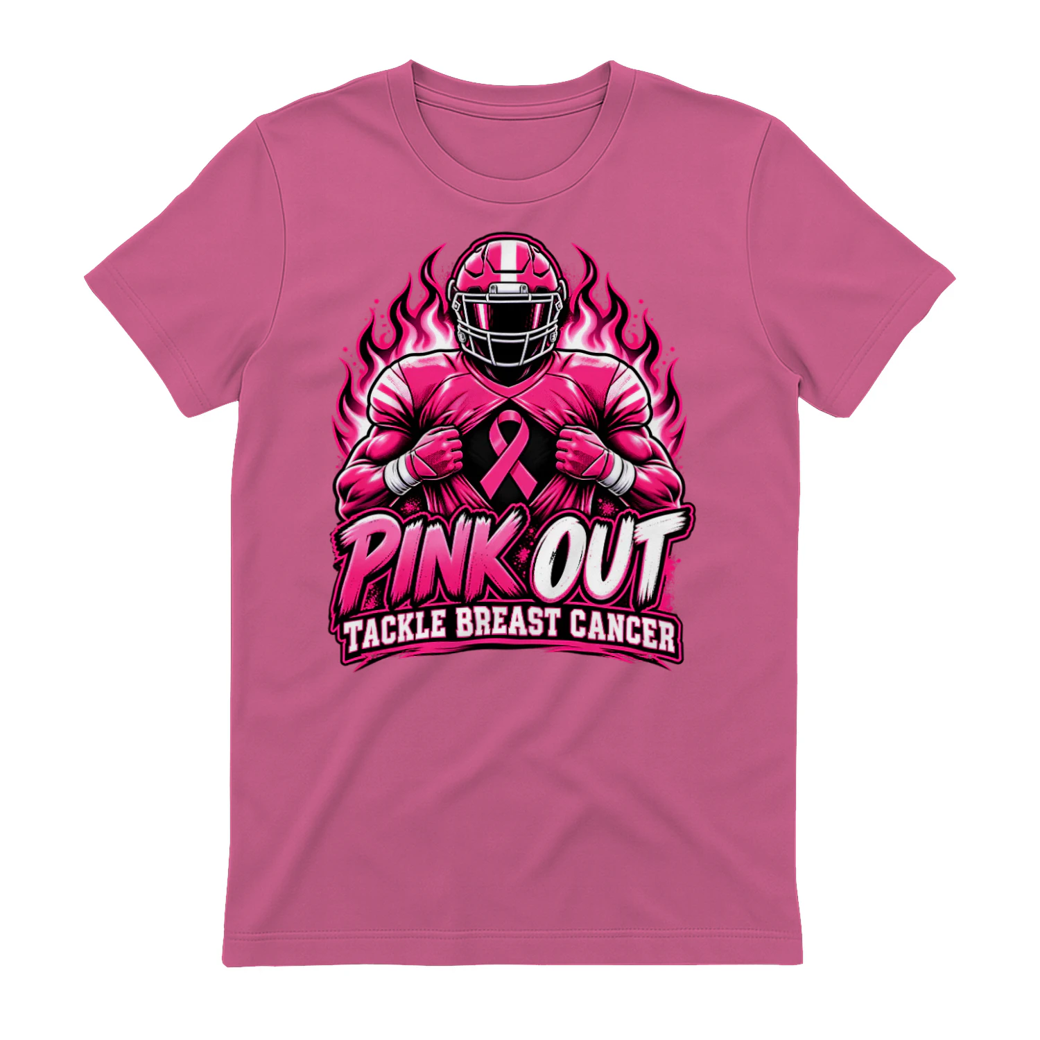 Pink Out Football Unisex T-shirt – Tackle Breast Cancer Awareness Tee for Game Day & Supporters
