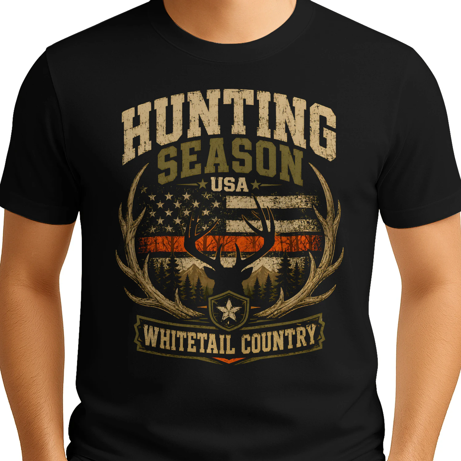 Hunting Season USA Whitetail Country T-Shirt – Vintage Deer Hunter Tee for Men