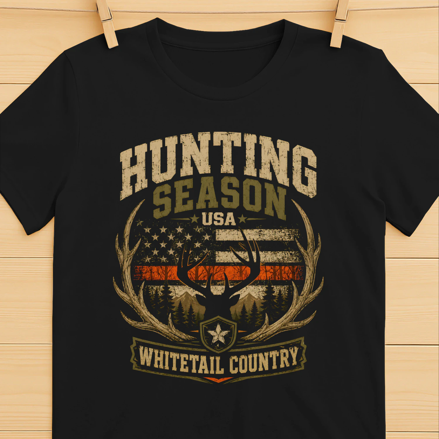 Hunting Season USA Whitetail Country T-Shirt – Vintage Deer Hunter Tee for Men
