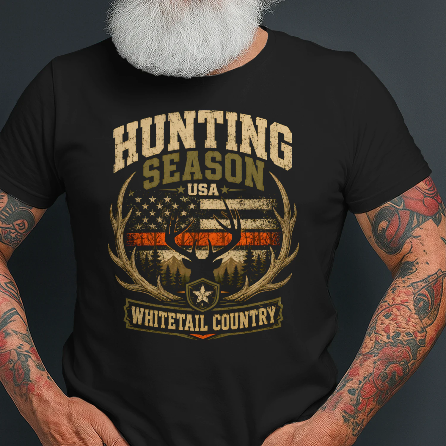 Hunting Season USA Whitetail Country T-Shirt – Vintage Deer Hunter Tee for Men