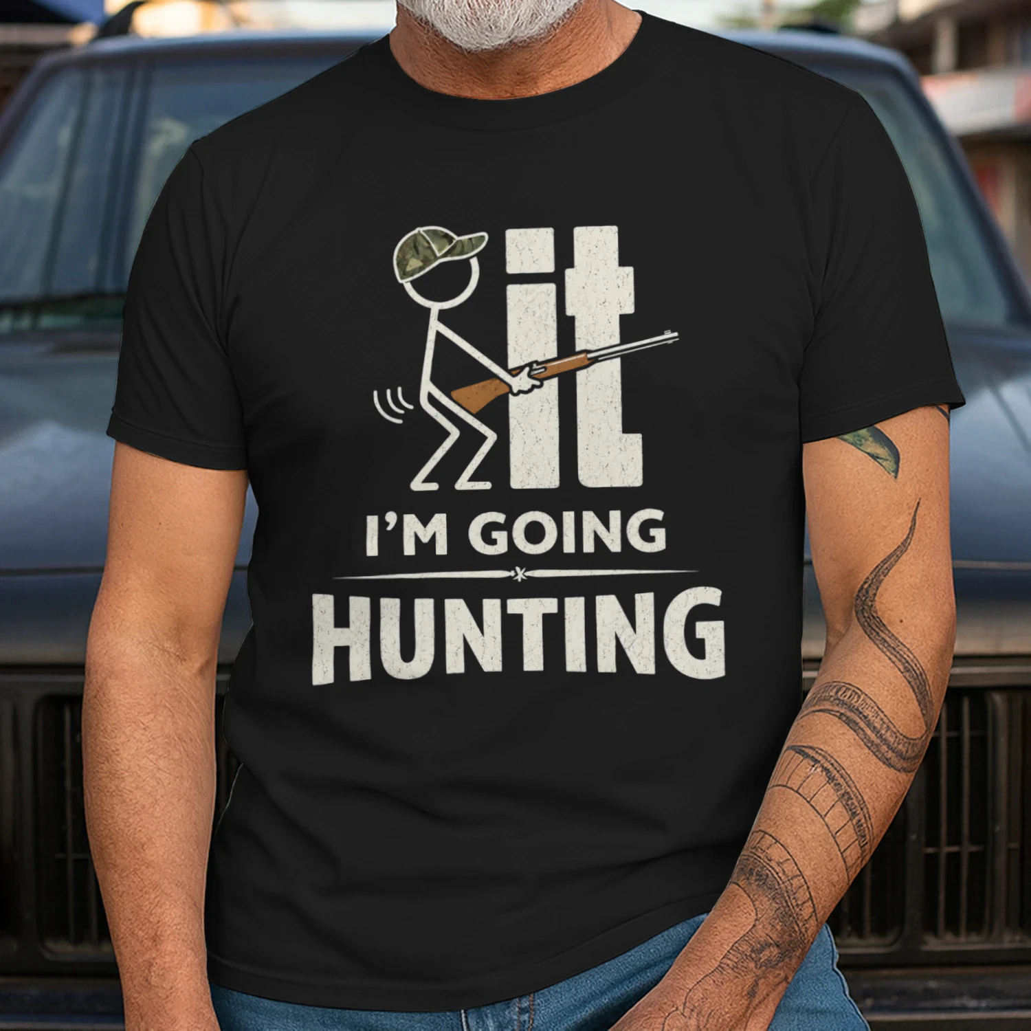 Funny Hunting Stickman T-Shirt