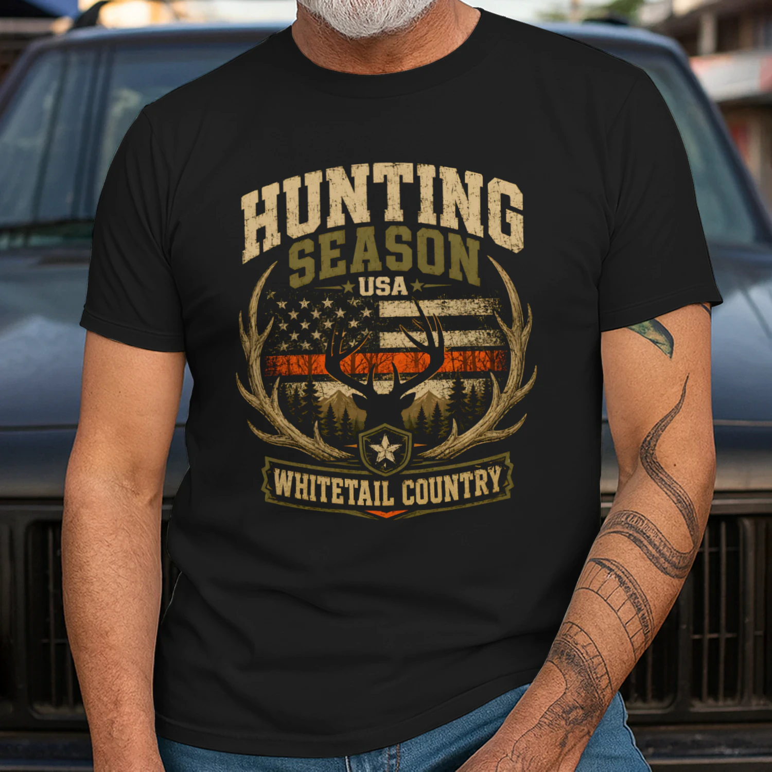 Hunting Season USA Whitetail Country T-Shirt – Vintage Deer Hunter Tee for Men