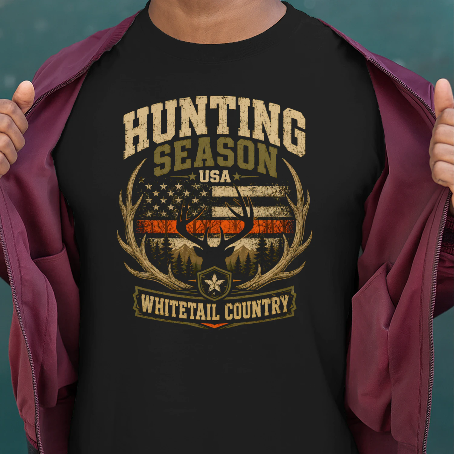 Hunting Season USA Whitetail Country T-Shirt – Vintage Deer Hunter Tee for Men