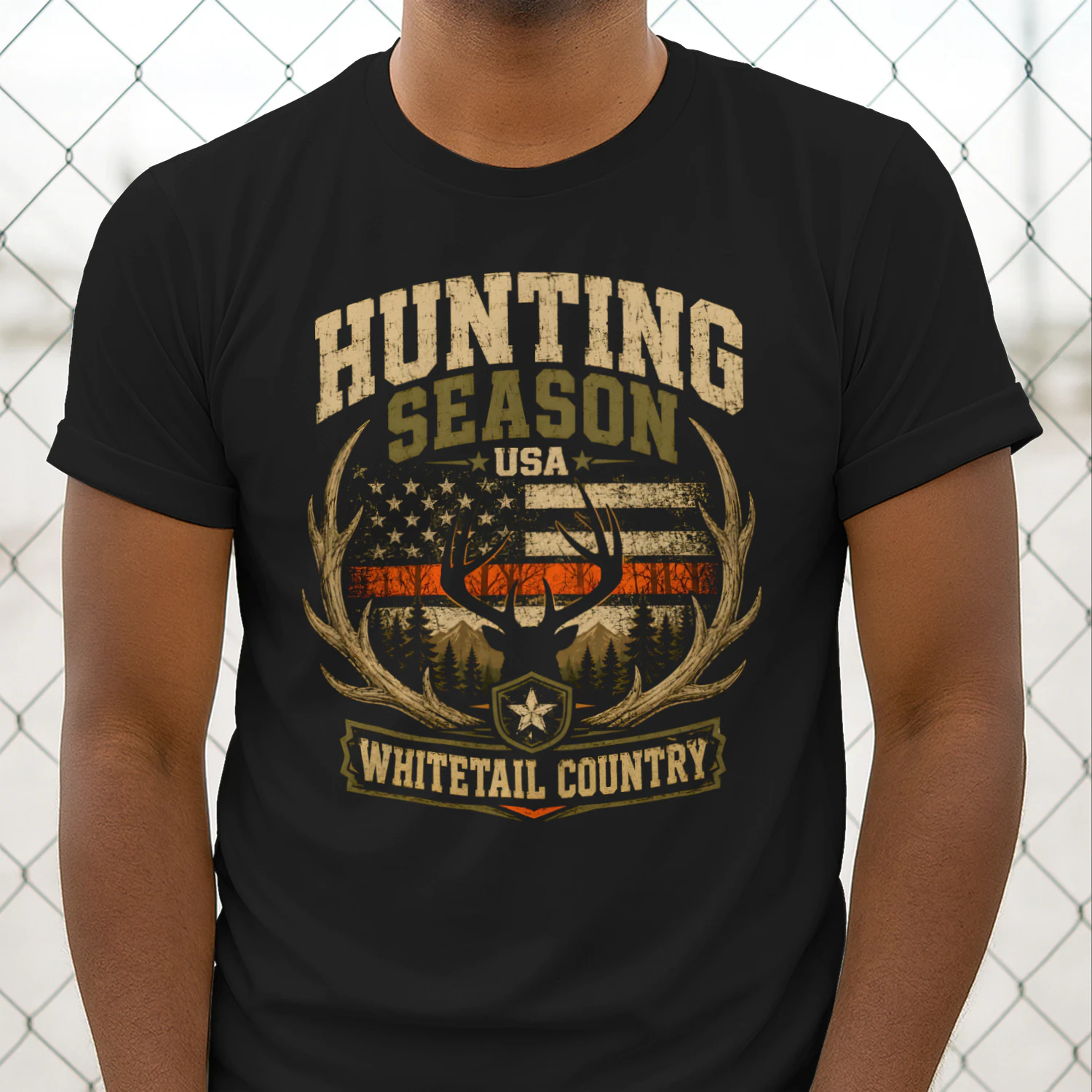 Hunting Season USA Whitetail Country T-Shirt – Vintage Deer Hunter Tee for Men