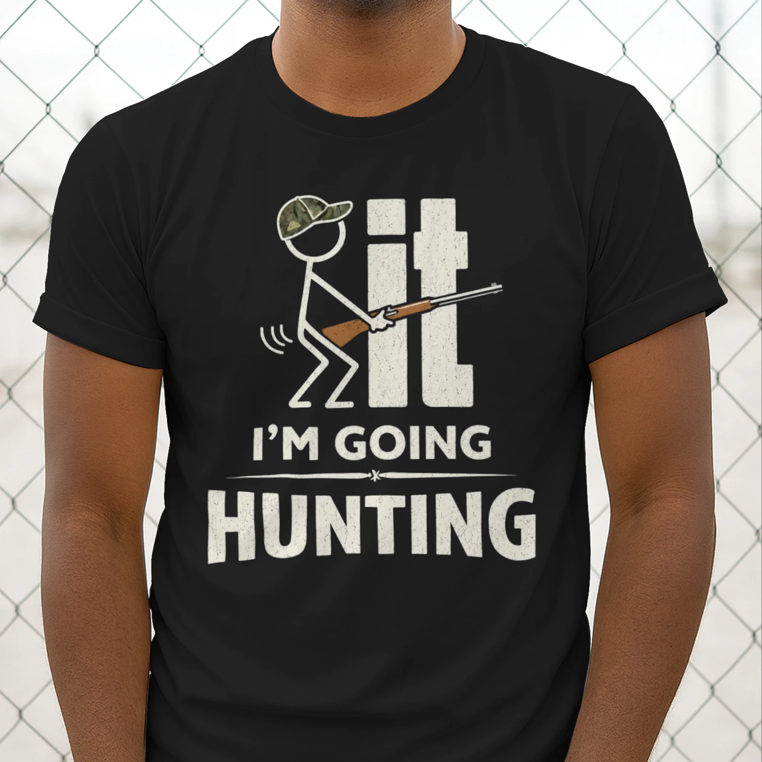 Funny Hunting Stickman T-Shirt