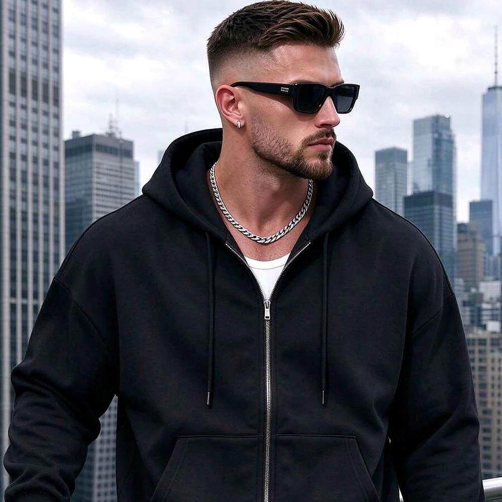 Stilte Voor De Storm | Zwarte Herenhoodie met Rits