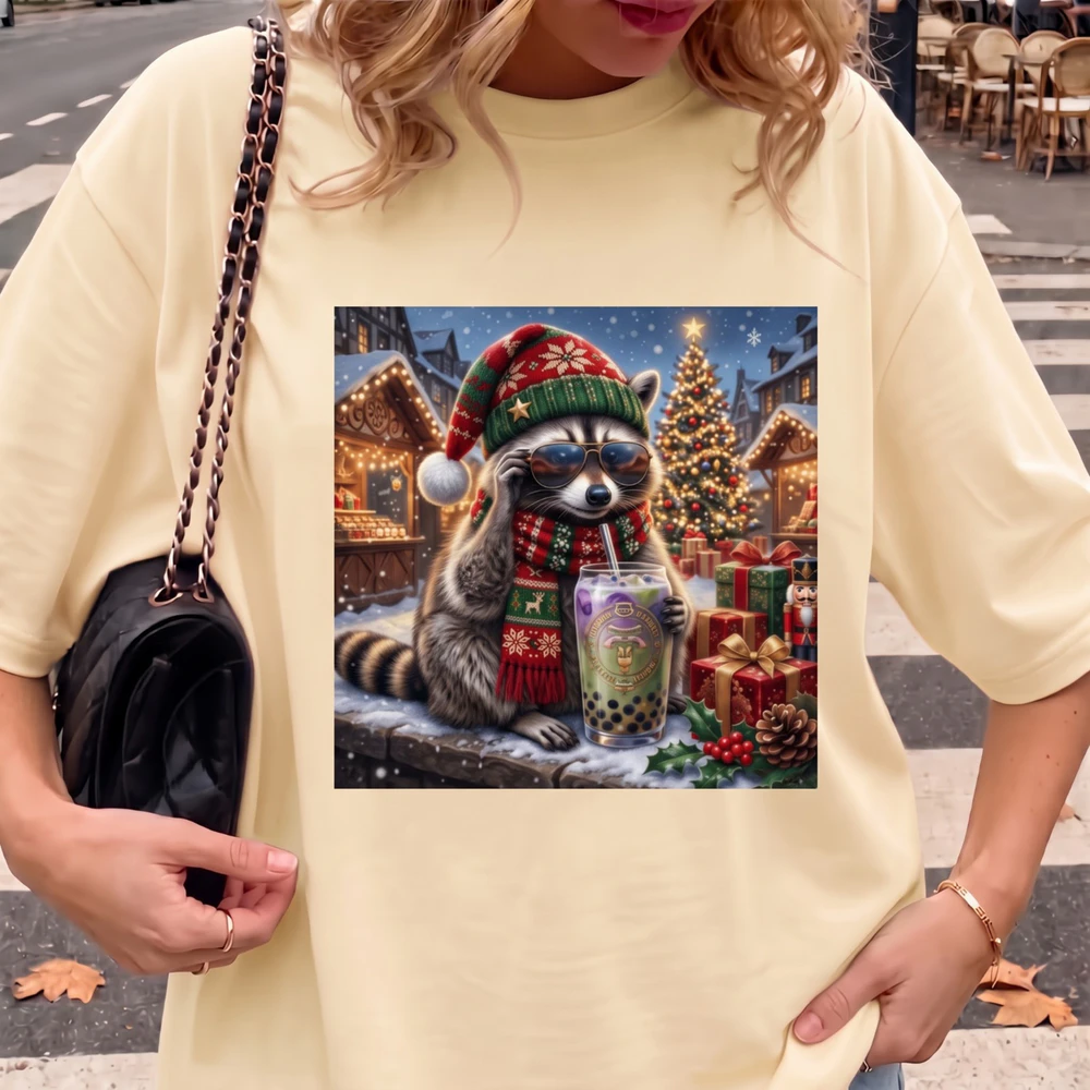 🔥 Chill Raccoon Boba Christmas T-Shirt | Mayzing Exclusive 🧋🎄